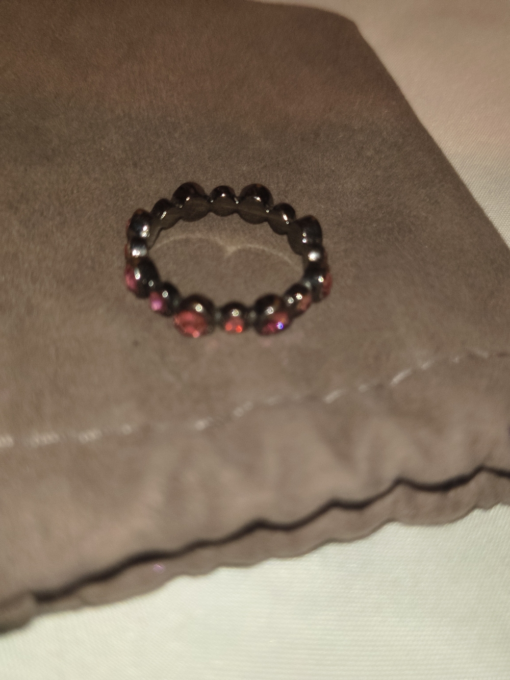 Pink And Black Crystal Beaded Eternity Ring - Women Jewelry